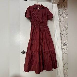 Anthropologie Terracotta tiered cotton dress